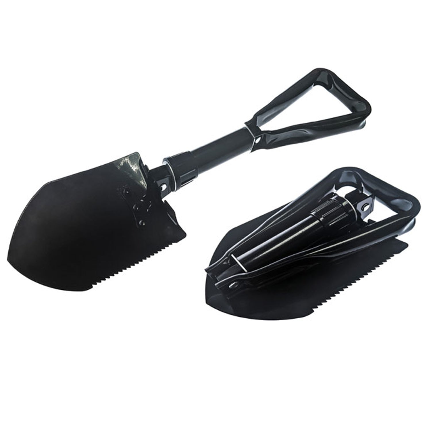 23 Black Tri-Fold Serrated Shovel W/Carrying Case